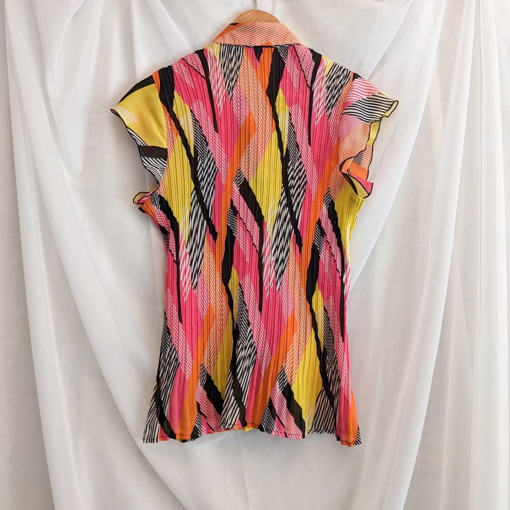 2000's pleated abstract blouse - Picture 2 of 6